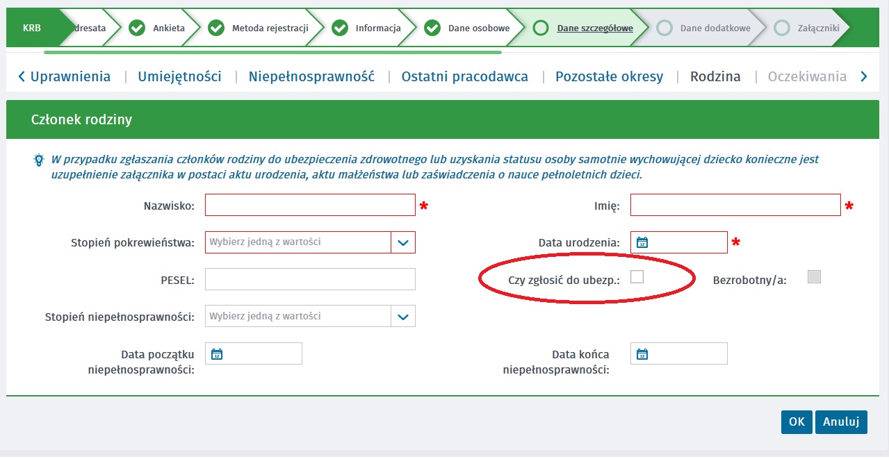 Rodzina - zgłoszenie do ubezpieczenia