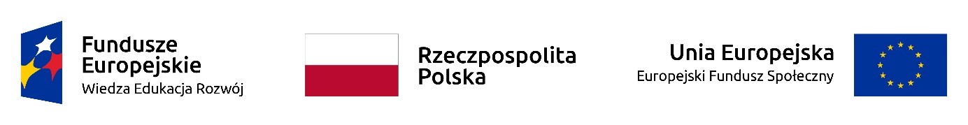 Fundusze Europejskie Wiedza Edukacja Rozwój Flaga RP Unia Europejska Europejski Fundusz Społęczny